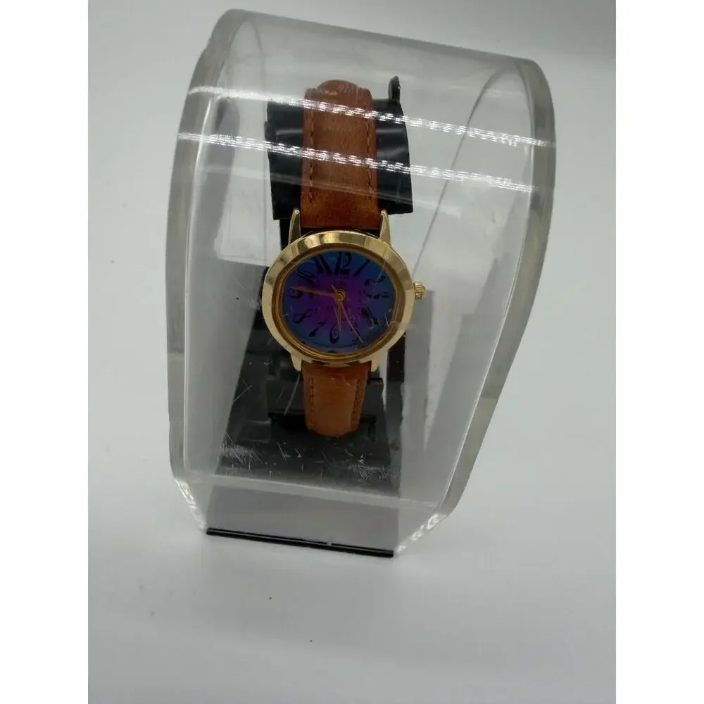 ID Titanium Watch Women Silver Gold Stainless Brown Leather Blue Purple Quartz